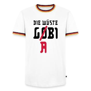 the desert g (o) (a) bilateral - Men's Ringer Shirt - white/tricolour - Front - AI Model Female 172 light (172cm) & AI Model Male 185 light (185cm)