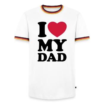 I love my dad - Ich liebe meinen Vater - Männer Kontrast-T-Shirt - Weiß/Dreifarbig - Vorne - AI Model Female 172 light (172cm) & AI Model Male 185 light (185cm)