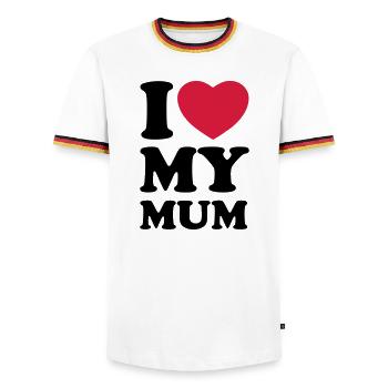 I love my mum - Ich liebe meine Mama - Männer Kontrast-T-Shirt - Weiß/Dreifarbig - Vorne - AI Model Female 172 light (172cm) & AI Model Male 185 light (185cm)
