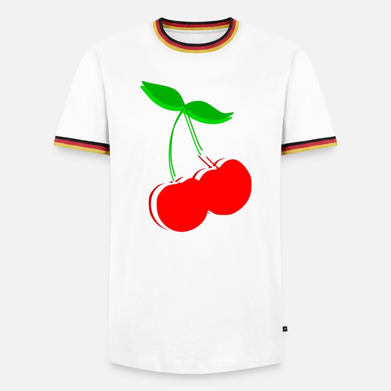 Kirsche Retro Früchte Obst Geschenk Geschenkidee - Männer Kontrast-T-Shirt - Weiß/Dreifarbig
