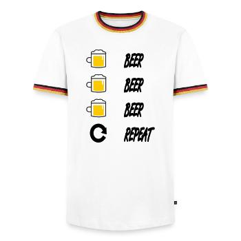 Bier Bier Bier Wiederholung - Männer Kontrast-T-Shirt - Weiß/Dreifarbig - Vorne - AI Model Female 172 light (172cm) & AI Model Male 185 light (185cm)