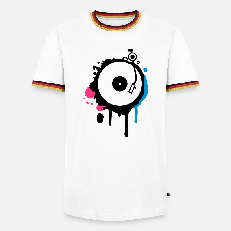 Turntable Graffiti - Männer Kontrast-T-Shirt - Weiß/Dreifarbig