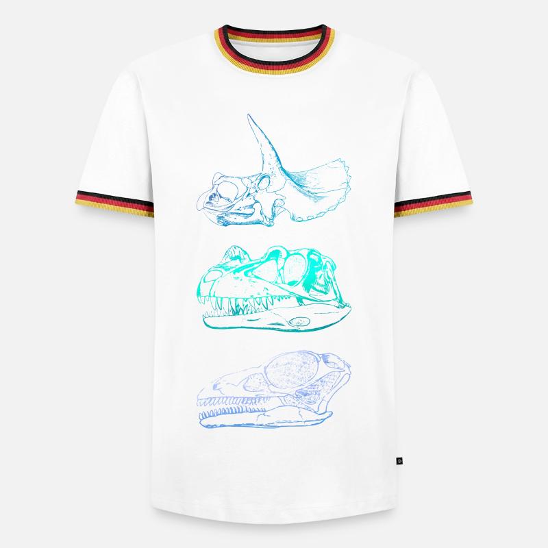 Dinosaurier-Schädel - Männer Kontrast-T-Shirt - Weiß/Dreifarbig