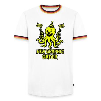 Nouvel ordre graphique Octopus - T-shirt contrasté Homme - blanc/tricolore - Devant - AI Model Female 172 light (172cm) & AI Model Male 185 light (185cm)