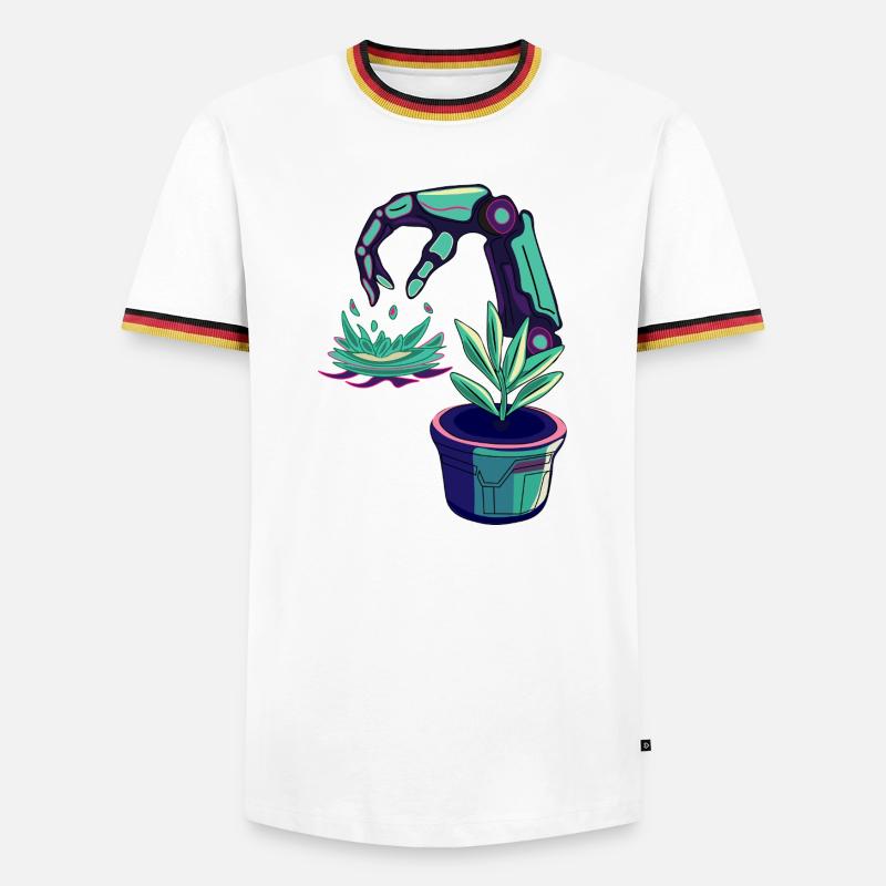 Neonroboter - Männer Kontrast-T-Shirt - Weiß/Dreifarbig
