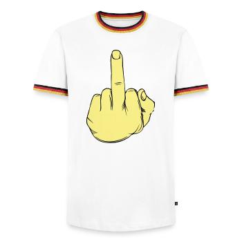 Stinky Finger Illustration - Men's Ringer Shirt - white/tricolour - Front - AI Model Female 172 light (172cm) & AI Model Male 185 light (185cm)