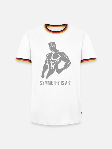 Symmetrie ist Kunst Silber-Ära Bodybuilding-Motivation - Männer Kontrast-T-Shirt - Weiß/Dreifarbig