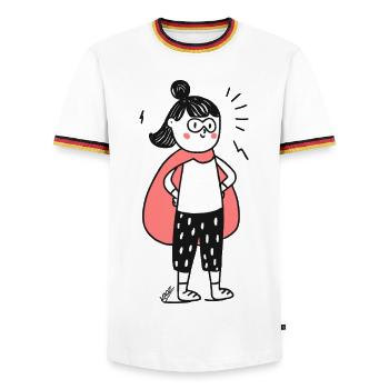 Enfant Héros Confiant Doodle - T-shirt contrasté Homme - blanc/tricolore - Devant - AI Model Female 172 light (172cm) & AI Model Male 185 light (185cm)