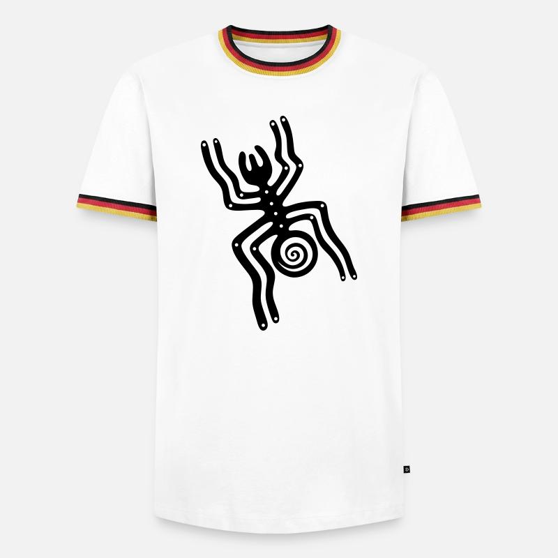 Nazca Linien, Spinne, spider - Männer Kontrast-T-Shirt - Weiß/Dreifarbig