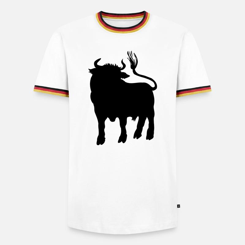 Stierschattenbild, Logofarm oder Metzger - Männer Kontrast-T-Shirt - Weiß/Dreifarbig