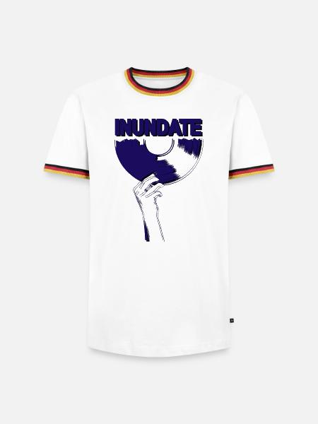 Schallplatte Blau - Männer Kontrast-T-Shirt - Weiß/Dreifarbig