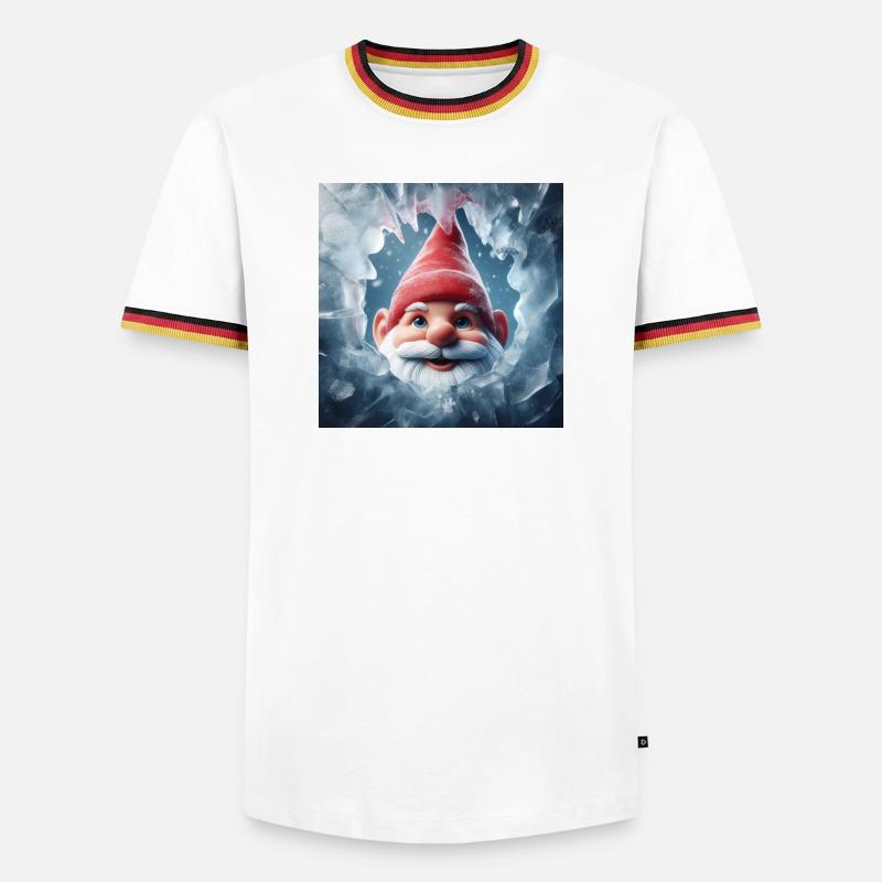 Wichtel schaut durch Eis - Männer Kontrast-T-Shirt - Weiß/Dreifarbig