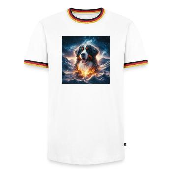 Bouvier bernois - T-shirt contrasté Homme - blanc/tricolore - Devant - AI Model Female 172 light (172cm) & AI Model Male 185 light (185cm)