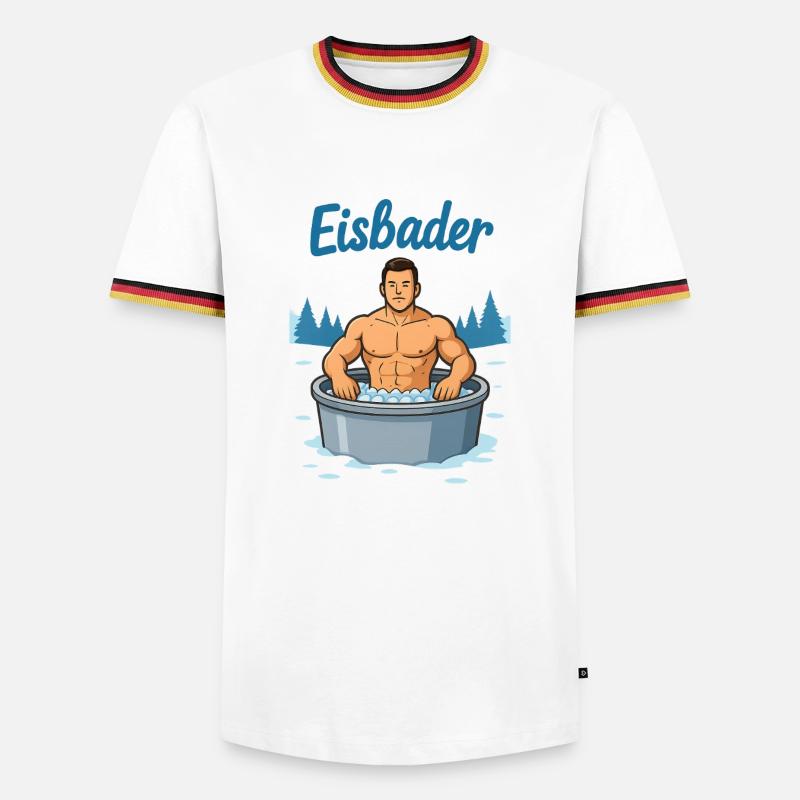 Eisbader Muskelmann im Eisbad - Men's Ringer Shirt - white/tricolour