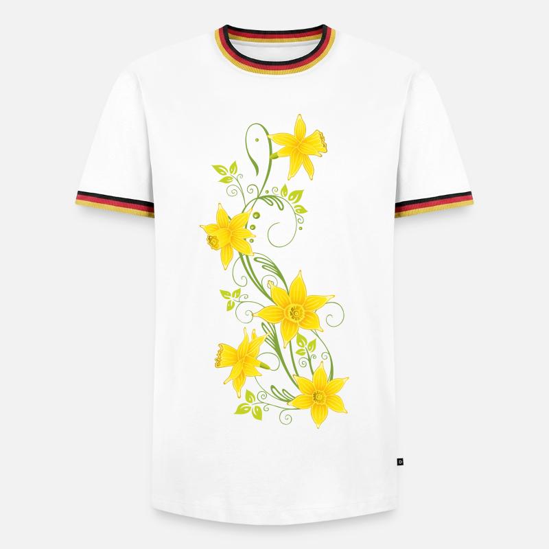 Easter, daffodils, daffodils, spring - Men's Ringer Shirt - white/tricolour