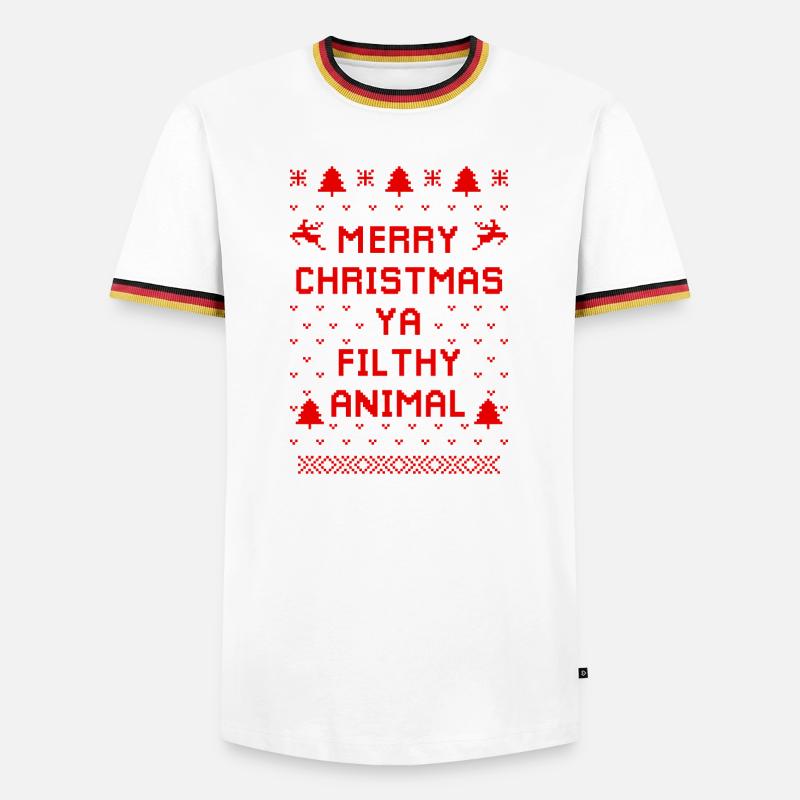 Humorvoller Weihnachts-Tierpullover - Männer Kontrast-T-Shirt - Weiß/Dreifarbig