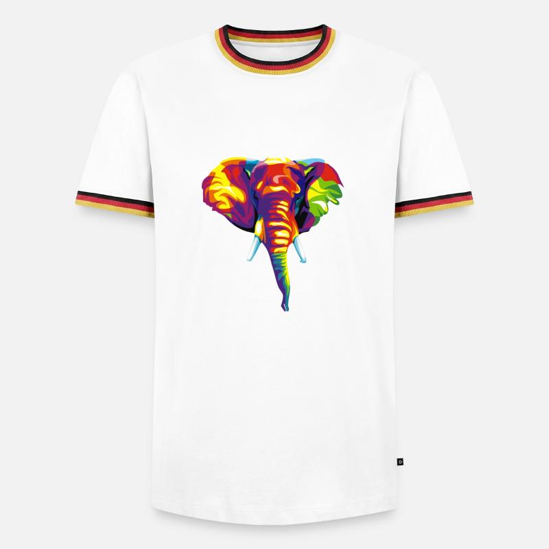 Elefant mit buntem abstraktem Muster. - Männer Kontrast-T-Shirt - Weiß/Dreifarbig