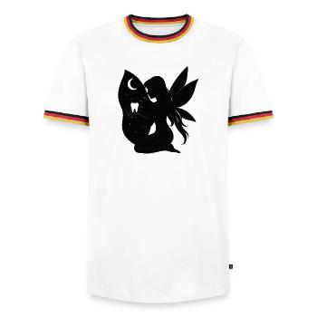 Silhouette de fée nocturne au clair de lune - T-shirt contrasté Homme - blanc/tricolore - Devant - AI Model Female 172 light (172cm) & AI Model Male 185 light (185cm)