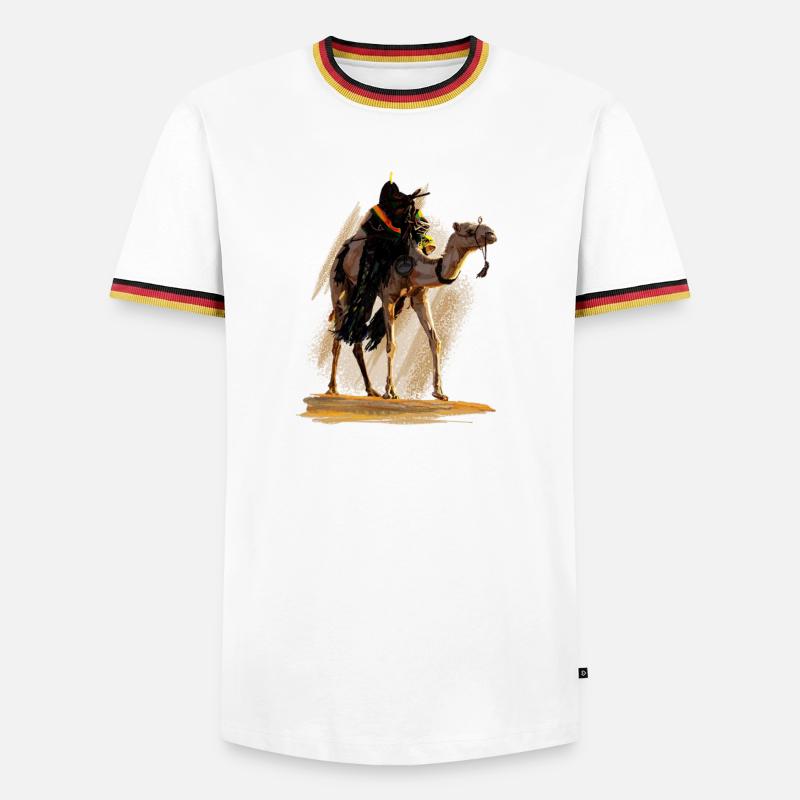 Kamel - Männer Kontrast-T-Shirt - Weiß/Dreifarbig