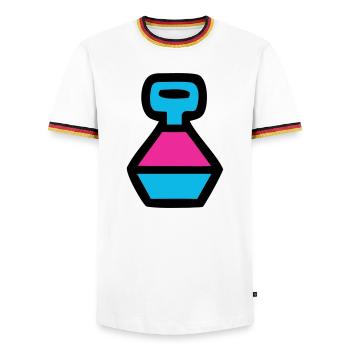  Retro Trinkflasche 90er Pop Art - Männer Kontrast-T-Shirt - Weiß/Dreifarbig - Vorne - AI Model Female 172 light (172cm) & AI Model Male 185 light (185cm)