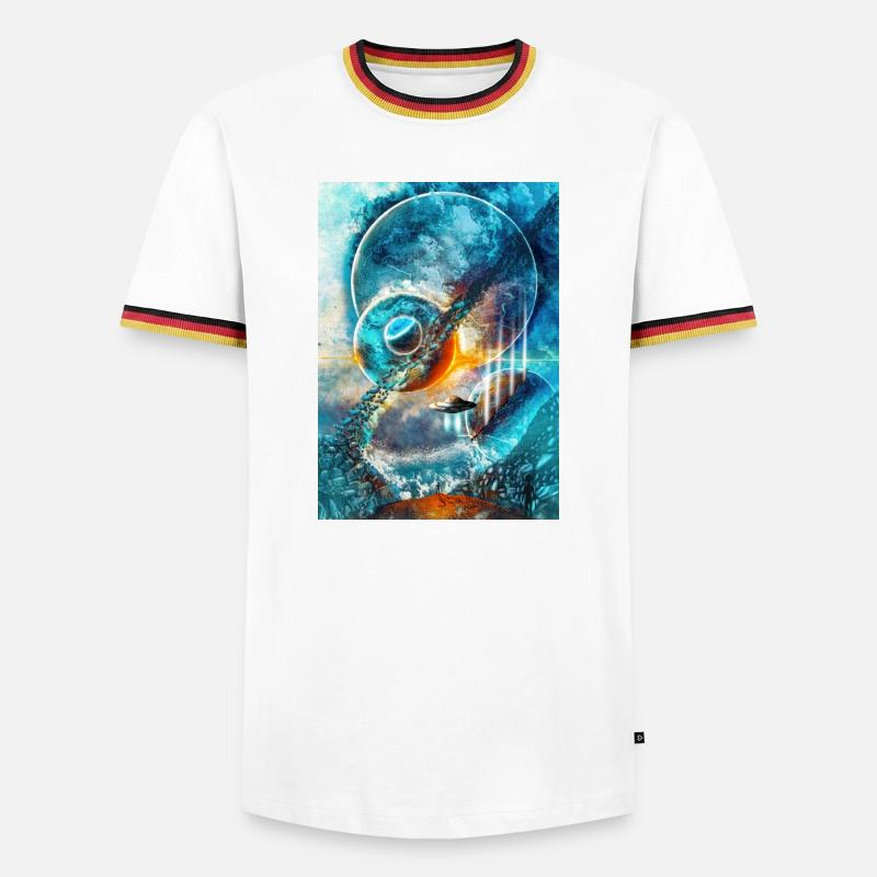 Blue Space Ring with Fire - Men's Ringer Shirt - white/tricolour