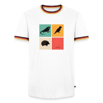 Funny Exotic Pets Retro Animal Grid Design - Men's Ringer Shirt - white/tricolour - Front - AI Model Female 172 light (172cm) & AI Model Male 185 light (185cm)