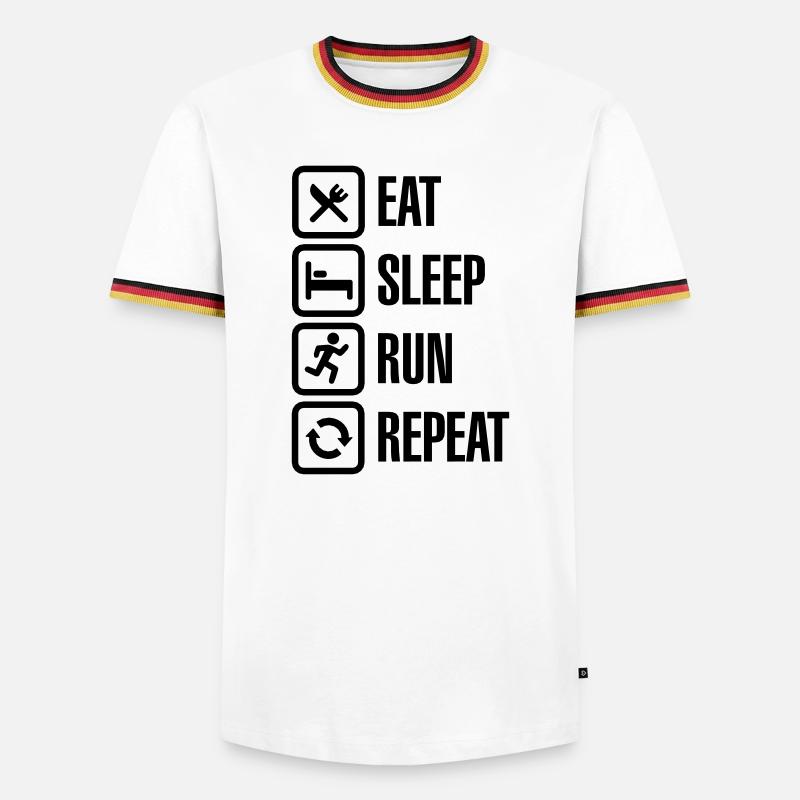Eat sleep run repeat - Männer Kontrast-T-Shirt - Weiß/Dreifarbig