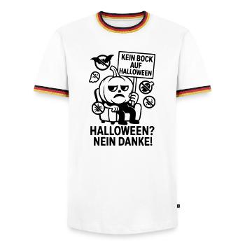 Anti Halloween No Thanks - Men's Ringer Shirt - white/tricolour - Front - AI Model Female 172 light (172cm) & AI Model Male 185 light (185cm)