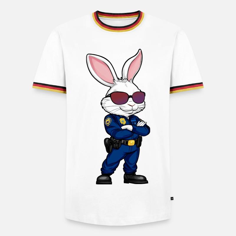 Rabbit Policeman - Men's Ringer Shirt - white/tricolour