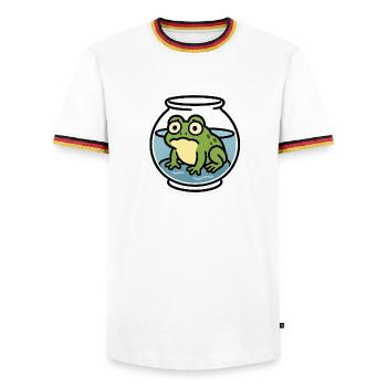 Frog in a Bowl - Men's Ringer Shirt - white/tricolour - Front - AI Model Female 172 light (172cm) & AI Model Male 185 light (185cm)
