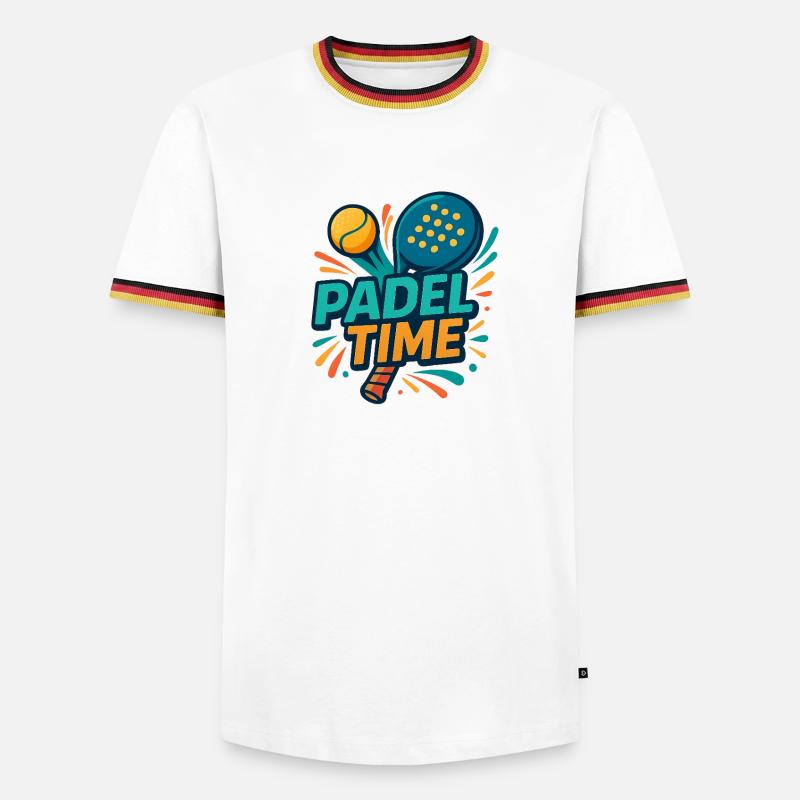 Padel Time Farbexplosion - Männer Kontrast-T-Shirt - Weiß/Dreifarbig