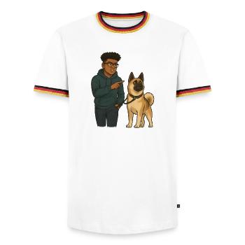 Matt & Holly - Men's Ringer Shirt - white/tricolour - Front - AI Model Female 172 light (172cm) & AI Model Male 185 light (185cm)