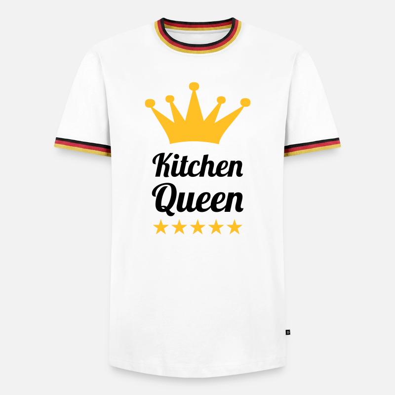 Kitchen Queen - Männer Kontrast-T-Shirt - Weiß/Dreifarbig