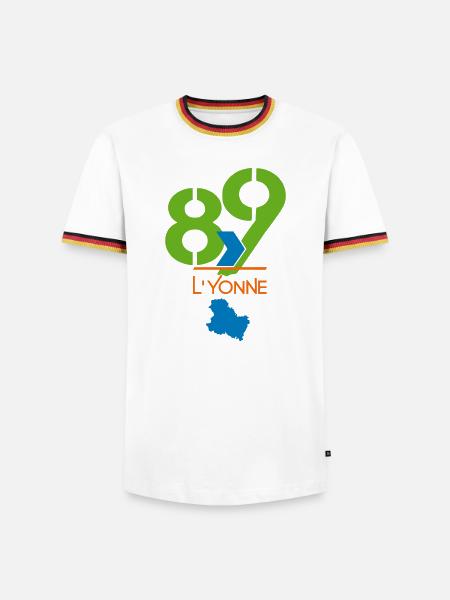 Logo 89 L'Yonne - Männer Kontrast-T-Shirt - Weiß/Dreifarbig
