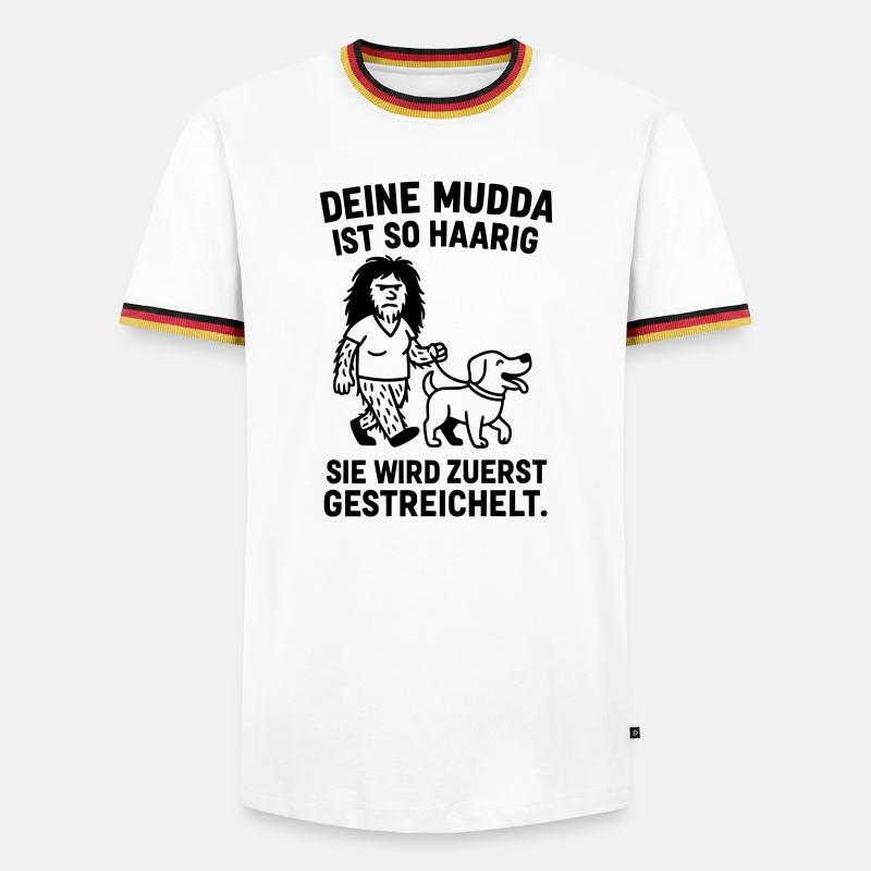 deine mutter haarig witz - Männer Kontrast-T-Shirt - Schwarz/Dreifarbig