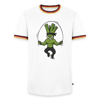 Fitness Jumping Rope Leek Onion Lover Sport - Men's Ringer Shirt - white/tricolour - Front - AI Model Female 172 light (172cm) & AI Model Male 185 light (185cm)