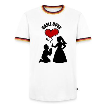 Brautpaar Ehepaar Hochzeit - Männer Kontrast-T-Shirt - Weiß/Dreifarbig - Vorne - AI Model Female 172 light (172cm) & AI Model Male 185 light (185cm)