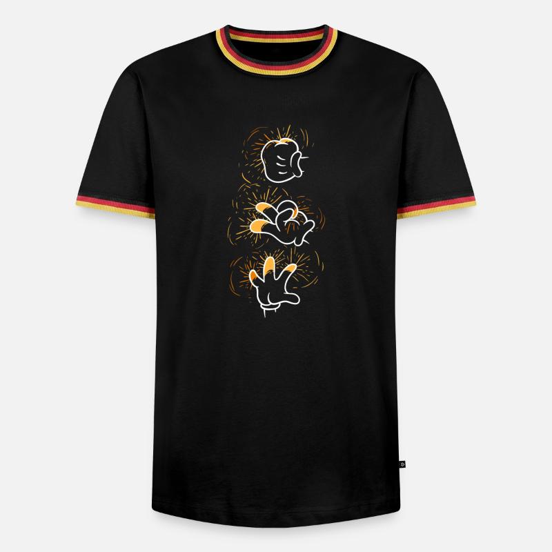 Techno - Männer Kontrast-T-Shirt - Schwarz/Dreifarbig