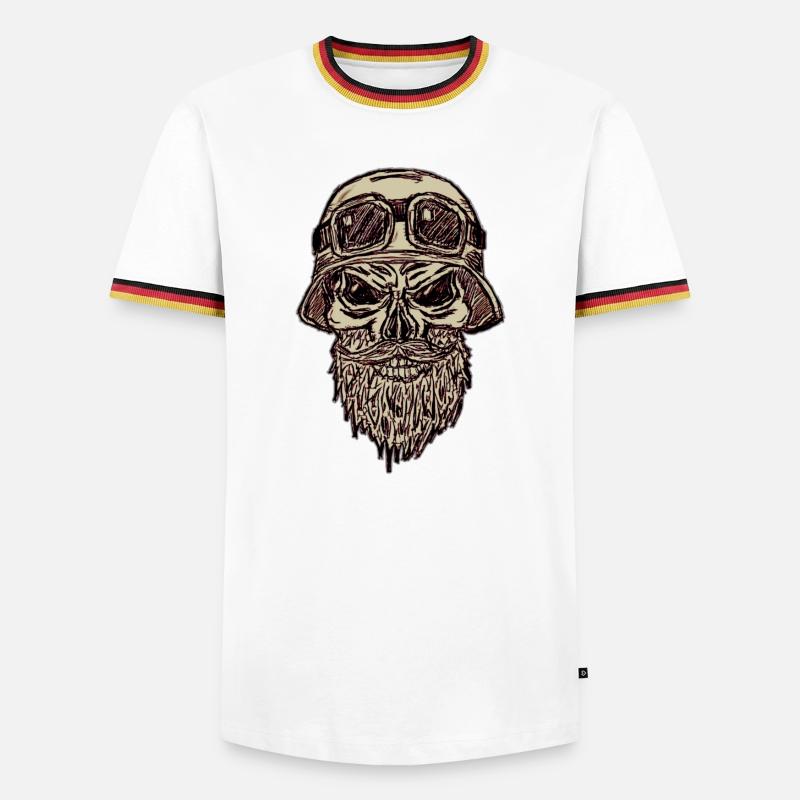 Totenschädel mit Bart und Helm - Männer Kontrast-T-Shirt - Weiß/Dreifarbig