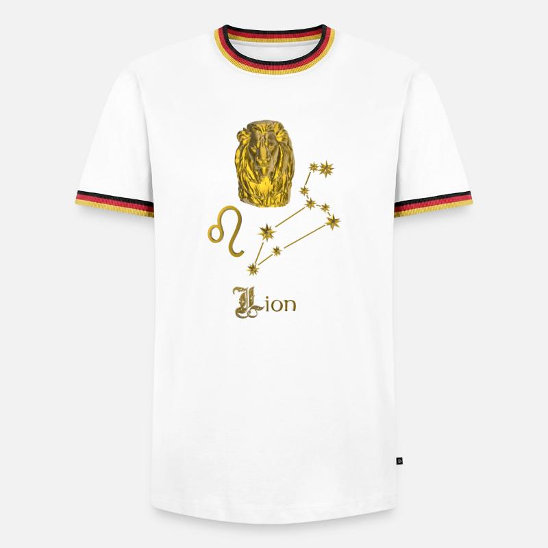 Sternzeichen Löwe 3D, gold - Männer Kontrast-T-Shirt - Weiß/Dreifarbig