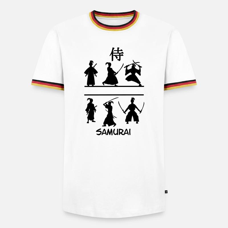 Samouraï avec des épées - T-shirt contrasté Homme - blanc/tricolore