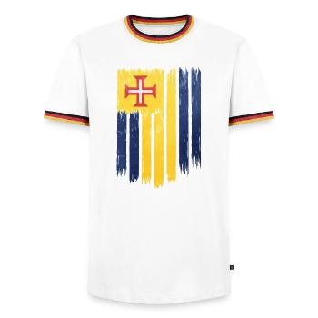 Drapeau portugais avec motif en croix - T-shirt contrasté Homme - blanc/tricolore - Devant - AI Model Female 172 light (172cm) & AI Model Male 185 light (185cm)