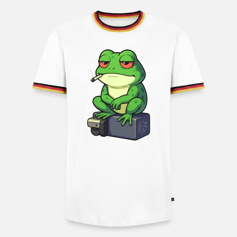 Frosch Entspann dich mit einer Zigarette - Männer Kontrast-T-Shirt - Weiß/Dreifarbig