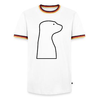 Meerkat - Men's Ringer Shirt - white/tricolour - Front - AI Model Female 172 light (172cm) & AI Model Male 185 light (185cm)
