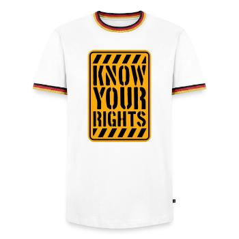 Know Your Rights Activism Justice Freedom - Men's Ringer Shirt - white/tricolour - Front - AI Model Female 172 light (172cm) & AI Model Male 185 light (185cm)