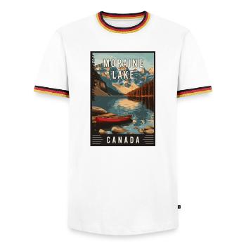 Discover Moraine Lake Canada Banff National Park - Men's Ringer Shirt - white/tricolour - Front - AI Model Female 172 light (172cm) & AI Model Male 185 light (185cm)