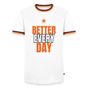Citation motivationnelle pour un meilleur quotidien - T-shirt contrasté Homme - blanc/tricolore - Devant - AI Model Female 172 light (172cm) & AI Model Male 185 light (185cm)