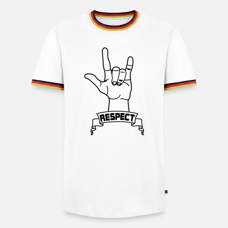 Handgeste Respekt mit Text RESPEKT - Männer Kontrast-T-Shirt - Weiß/Dreifarbig