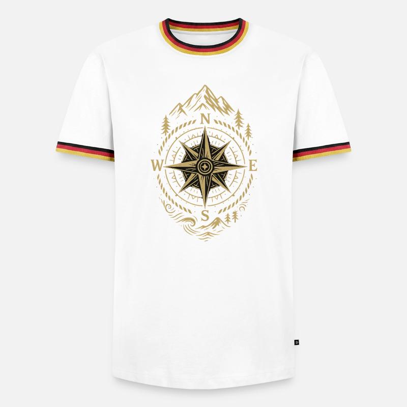 Kompass Retro Kompass Hipster Geschenk - Männer Kontrast-T-Shirt - Weiß/Dreifarbig