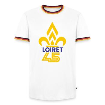 Fleur de Lys Loiret 45 - T-shirt contrasté Homme - blanc/tricolore - Devant - AI Model Female 172 light (172cm) & AI Model Male 185 light (185cm)